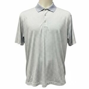 Peter Millar Golf Polo Light Blue‎ & White Striped Men's Size M
